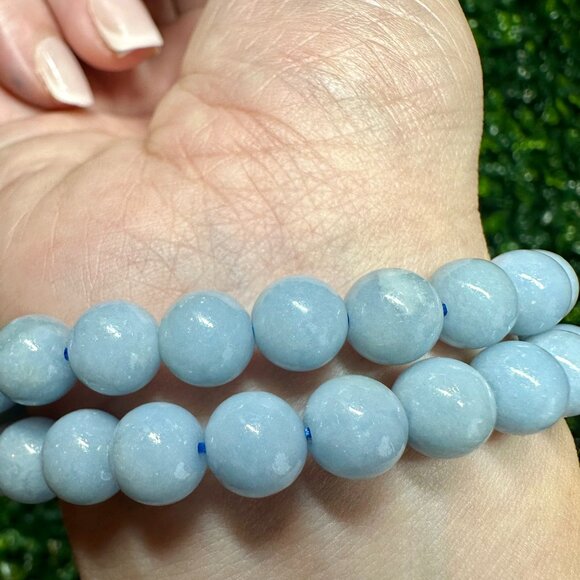 🚫SOLD🚫8mm Angelite Beaded Bracelet - Picture 1 of 10